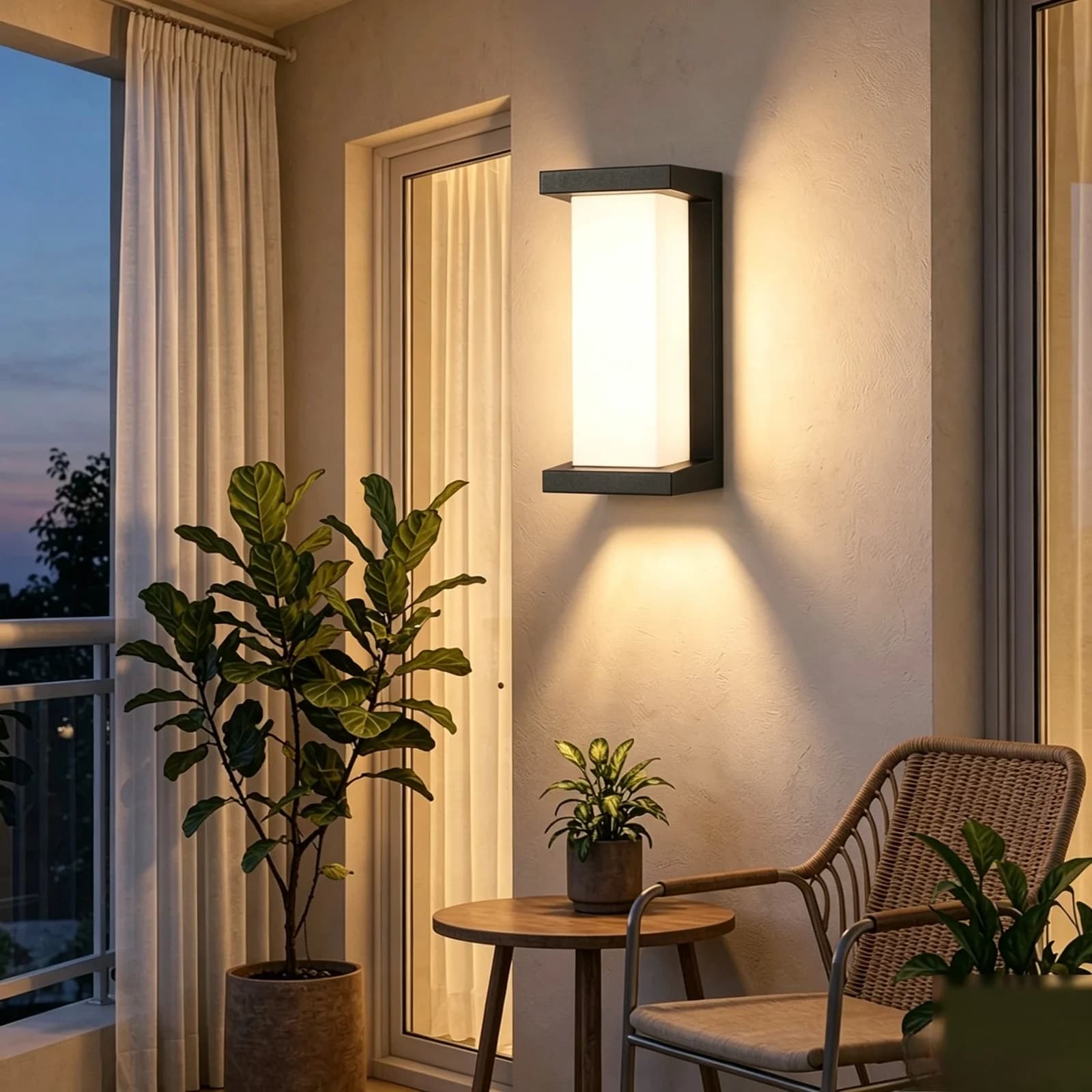 モダン ブラック 防水 LED モーションセンサー ワンタッチ壁付け照明