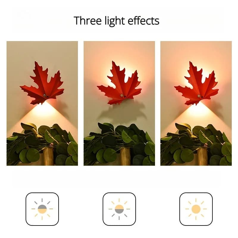充電式 メイプルリーフ LEDウォールランプ モーションセンサー付き
