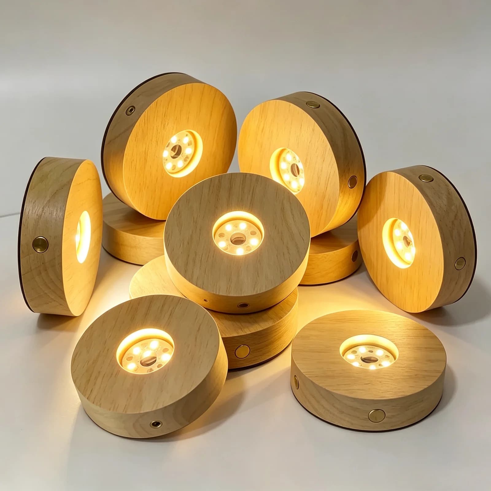 充電式 木製ベース LED クリスタル ディスプレイスタンド