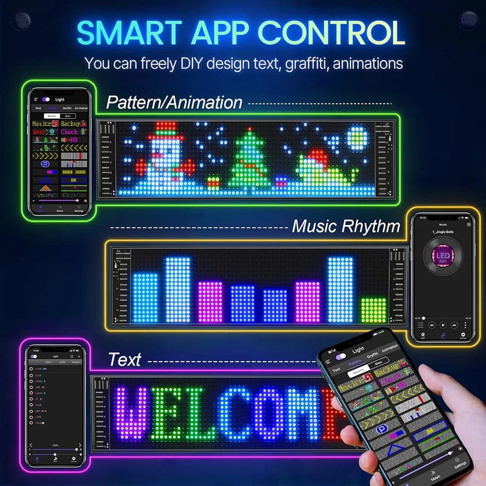 LEDマトリックスピクセルパネル Bluetoothアプリ制御 プログラミング可能サイン