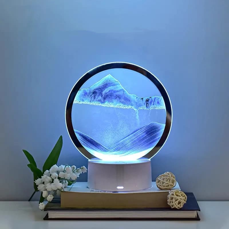 3D流沙画ナイトライト、砂時計デスクオーナメント