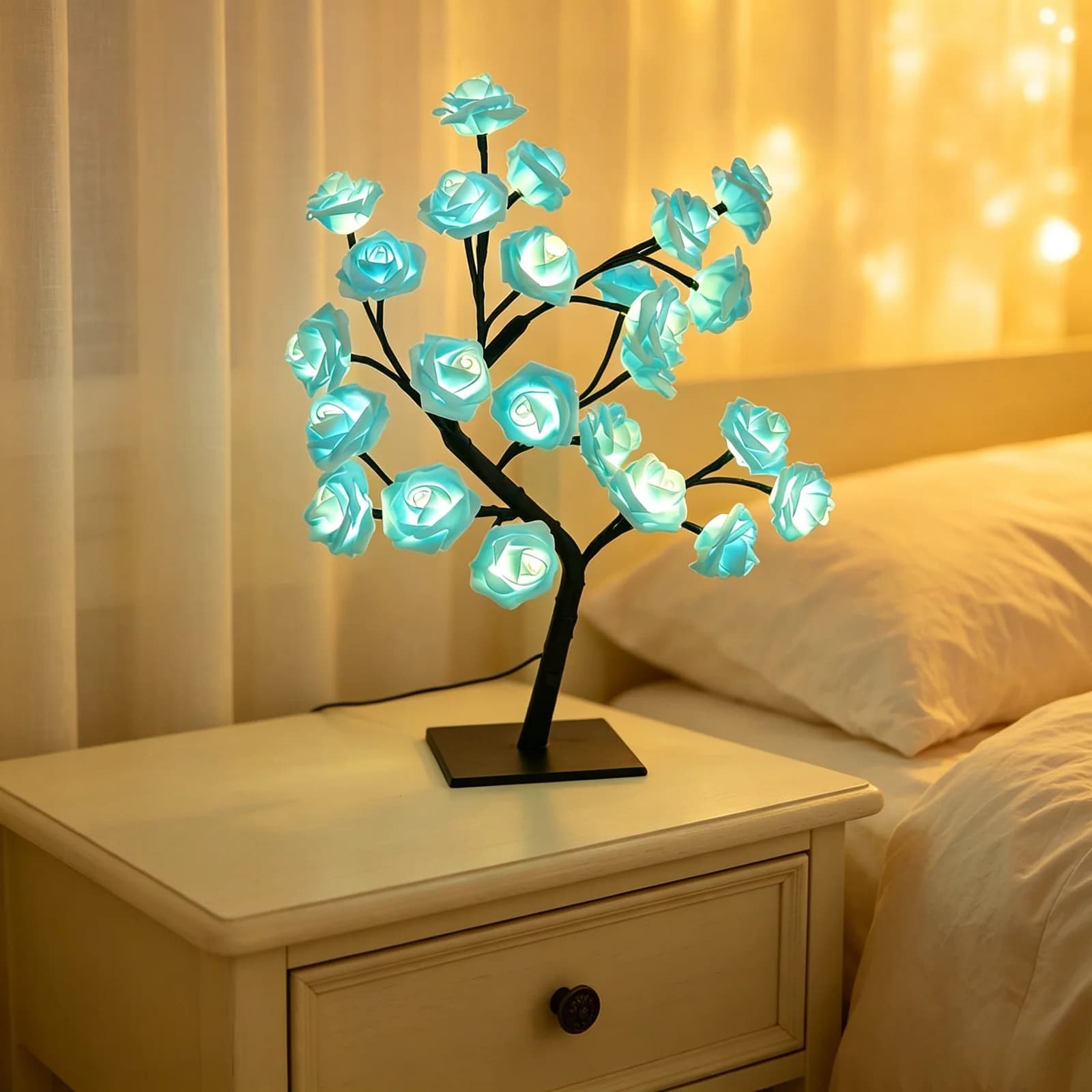 USB LED 薔薇ツリーテーブルランプ マルチカラー